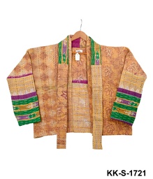 [IN-JAC-SH-1721] Upcycled & reversible Kantha Jacket - Short - 1721
