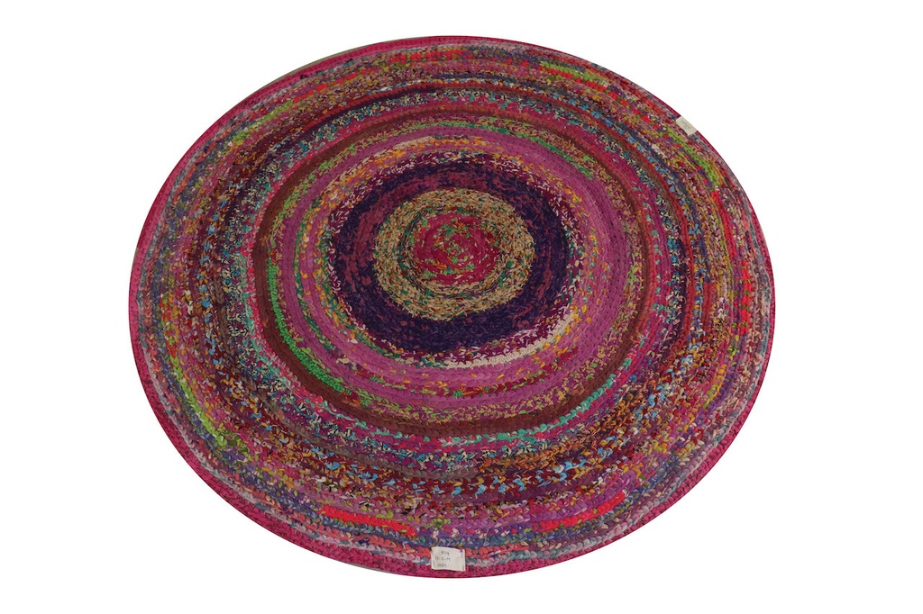 Rug Tropical Peacock Round Pink &amp; Purple Small