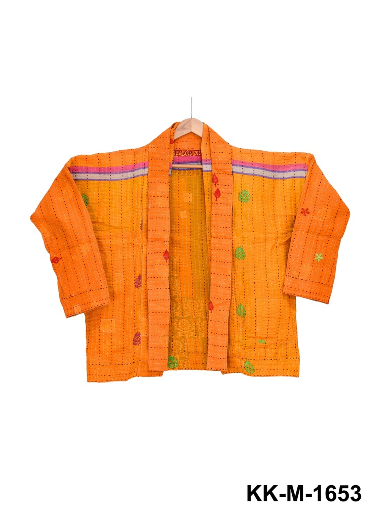 Upcycled & reversible Kantha Jacket - Mid - 1653