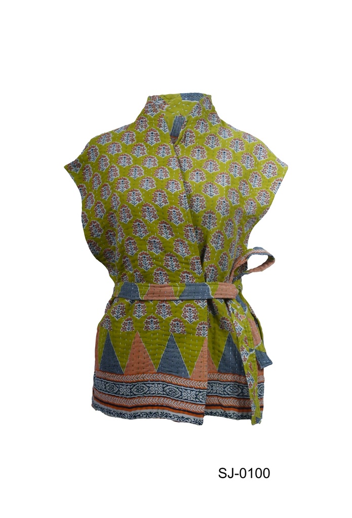 Upcycled & reversible Sleeveless Kantha Jacket 0100
