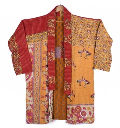 [IN-JAC-LO-1338] Upcycled & reversible Kantha Jacket - Long - 1338