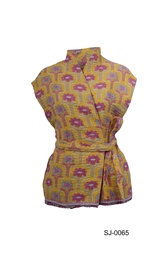 [IN-SL-JA-0065] Upcycled & reversible Sleeveless Kantha Jacket 0065