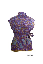 [IN-SL-JA-0087] Upcycled & reversible Sleeveless Kantha Jacket 0087
