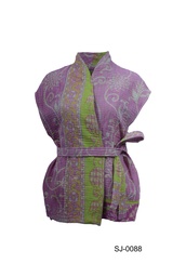 [IN-SL-JA-0088] Upcycled & reversible Sleeveless Kantha Jacket 0088