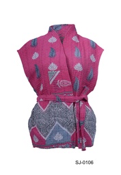 [IN-SL-JA-0106] Upcycled & reversible Sleeveless Kantha Jacket 0106