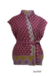 [IN-SL-JA-0107] Upcycled & reversible Sleeveless Kantha Jacket 0107