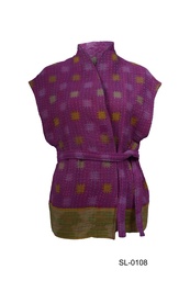 [IN-SL-JA-0108] Upcycled & reversible Sleeveless Kantha Jacket 0108