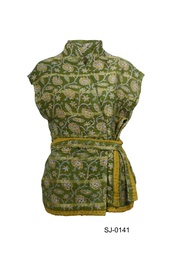 [IN-SL-JA-0141] Upcycled & reversible Sleeveless Kantha Jacket 0141
