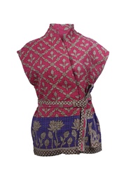 [IN-SL-JA-0157] Upcycled & reversible Sleeveless Kantha Jacket 0157