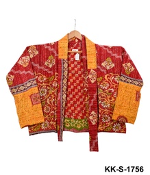 [IN-JAC-SH-1756] Upcycled & reversible Kantha Jacket - Short - 1756